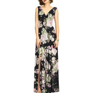 NEW! Dessy Collection Women's 2 Floral Maxi w/ Front Slit Dress $273 msrp J3-17
